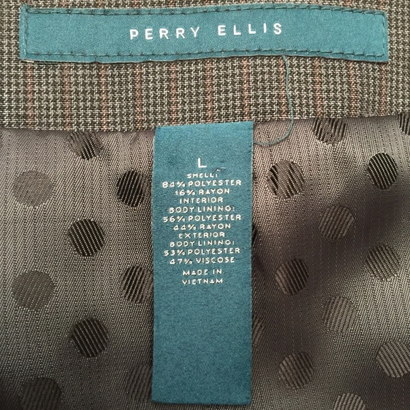 Perry Ellis Houndstooth Grey Suit Vest Large L - Picture 5 of 7